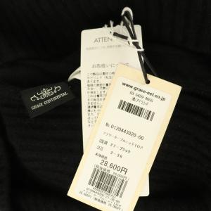 GRACE CONTINENTAL フラワーケーブルニットトップ セーター 長袖 チュール 切替 2-36 ブラック /MY OS