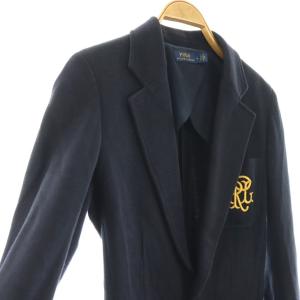 POLO RALPH LAUREN エンブレム ジャケット テーラード 背抜き 刺繍 4 ネイビー /CX OS