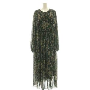 24AW FLOWER PRINT ワンピース 花柄 シアー 黒 マルチカラー /CX OS