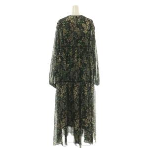 SLOBE IENA 24AW FLOWER PRINT ワンピース 花柄 シアー 黒 マルチカラー /CX OS