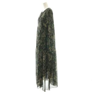 SLOBE IENA 24AW FLOWER PRINT ワンピース 花柄 シアー 黒 マルチカラー /CX OS
