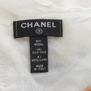 CHANEL ストール ココマーク ドット柄 ホワイト