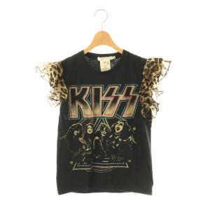 KISS レオパードTシャツ カットソー XS ブラック /DF OS