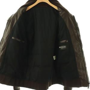 BALMAIN レザージャケット 48 ブラウン