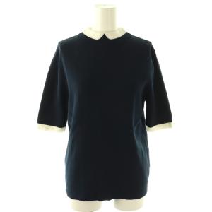 25SS Cleric Collar Knit ハーフスリーブ ニット セーター M ネイビー /OKOS