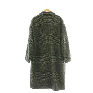 L'EQUIPE YOSHIE INABA ウール サイドジップチェスターコート アウター チェック シルク混 38 黒 ベージュ /CX OS