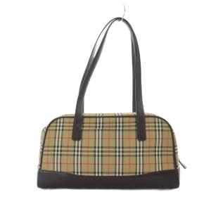 BURBERRY ミニボストンバッグ ノバチェック ベージュ レッド ブラック