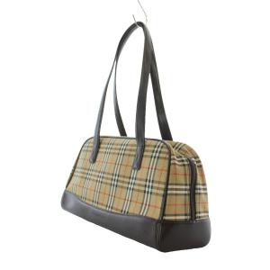 BURBERRY ミニボストンバッグ ノバチェック ベージュ レッド ブラック