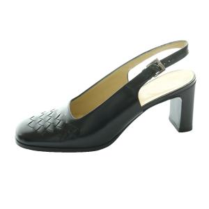 BOTTEGA VENETA イントレチャート ストラップパンプス チャンキーヒール レザー ワンカラー 37 黒 ブラック /SS
