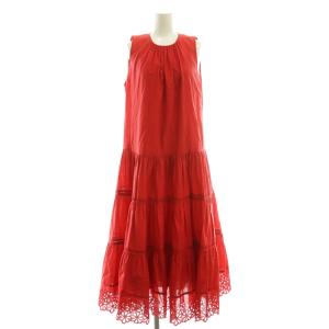 ノースリーブ ティアード ワンピース ロング 36 レッド /HK OS