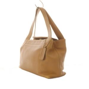 COACH オールド ハンドバッグ レザー 本革 キャメル 無地 チャーム付き /RI OS