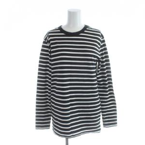 COCO Stripe Tシャツ No5 白 ホワイト 黒 ブラック 長袖 ラウンドネック /AB OS