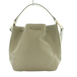FURLA アテナ 巾着型ショルダーバッグ レザー グレー /SS OS