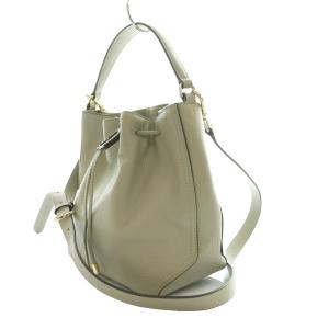 FURLA アテナ 巾着型ショルダーバッグ レザー グレー /SS OS
