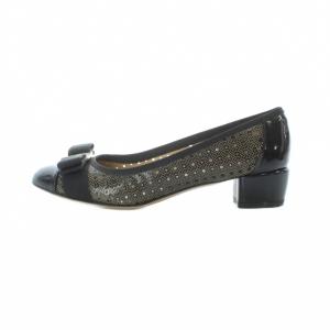 Salvatore Ferragamo ヴァラリボンメッシュパンプス パンプス 7 24.5cm 黒 ブラック ヴァラリボン メッシュ キャップトゥ