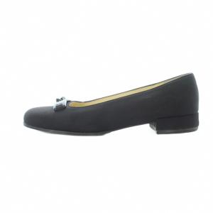 PRADA パンプス 37 23.5cm 24cm 黒 ブラック バックル装飾 ローヒール スクエアトゥ /RI OS