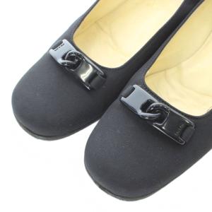 PRADA パンプス 37 23.5cm 24cm 黒 ブラック バックル装飾 ローヒール スクエアトゥ /RI OS