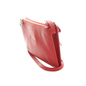Longchamp ショルダーバッグ レザー スクエア型 赤 /MI OS SH