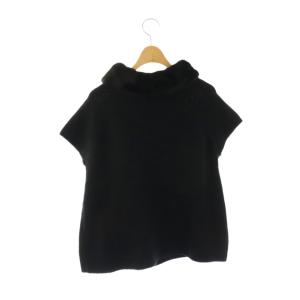 VALENTINO ミンクファー付き カシミヤ 半袖 ニット セーター 黒 /NR OS