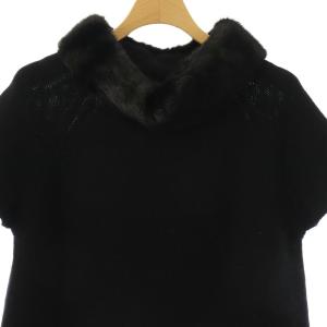 VALENTINO ミンクファー付き カシミヤ 半袖 ニット セーター 黒 /NR OS