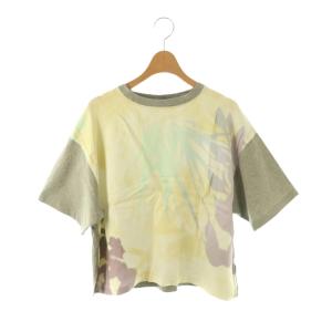 切り替えプリントTシャツ カットソー  M グレー マルチカラー /CX OS