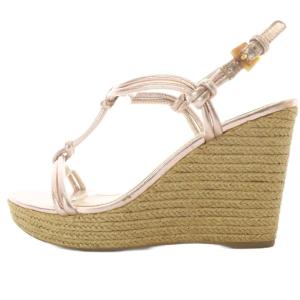 PRADA ウェッジソール サンダル ストラップ 36 ピンク ベージュ /SR