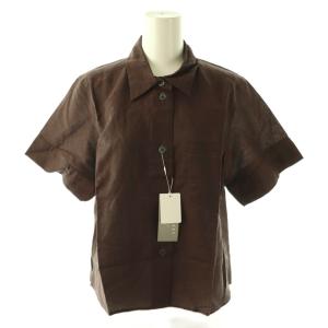 YARN DYE LINEN COTTON エドモントンシャツ 半袖 リネン 1 ブラウン /HK OS