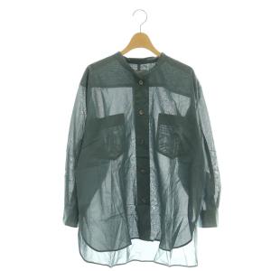 24SS COTTON VOILE バンドカラーシャツ ブラウス 長袖 ワンカラー 1 紺 ネイビー 578-4153011