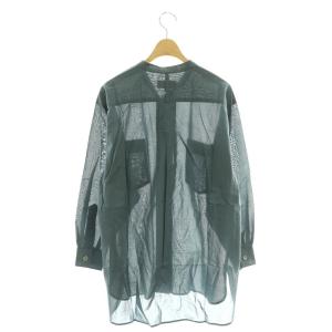 MARGARET HOWELL 24SS COTTON VOILE バンドカラーシャツ ブラウス 長袖 ワンカラー 1 紺 ネイビー 578-4153011