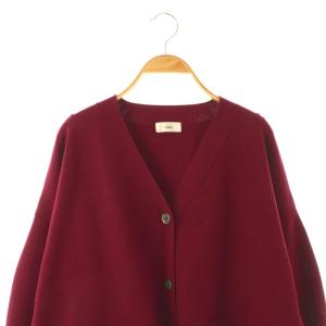IENA 25AW スーパーファインスムース ショートカーディガン ウール F ボルドー Vネック 長袖 ポケット付き