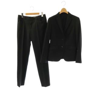 セットアップ ジャケット パンツ 絹 シルク 9 黒 ブラック 長袖 /GP