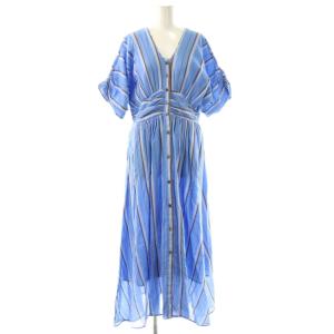 25SS Cotton Voile Stripe Waist Gather Dress ワンピース