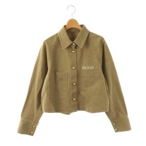 25SS ラグランショートジャケット 金ボタン 薄手 38 カーキベージュ /DO OS