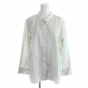 PJ STRIPE COTTON SILK SHIRTS シャツ ブラウス 絹 シルク混 1 ライトグレー