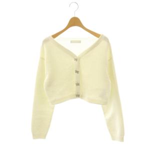 24SS クロップドリボンビジューカーディガン ニット ラメ F ホワイト /ES OS