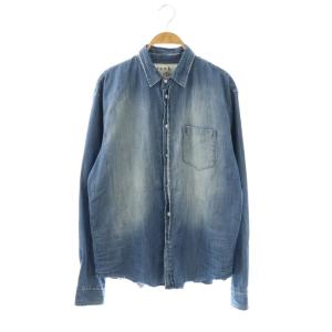 ルーク FDWD LUKE FDWD ストーンウォッシュドインディゴデニムシャツ 長袖 ダメージ加工 S