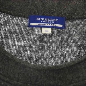BURBERRY BLUE LABEL カシミヤ混 半袖 ニット パフスリーブ 38 グレー /MY OS