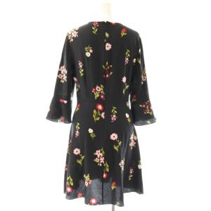 kate spade new york シルク フリル 花柄 ワンピース ひざ丈 0 ブラック マルチカラー /DF OS