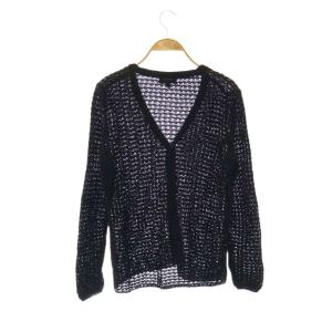Theory CREPED COTTON TUCKED S CARDI カーディガン Vネック 透かし編み S ネイビー