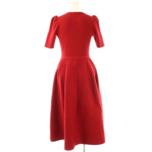 CELFORD 24AW ボウタイニットワンピース ロング 五分袖 36 レッド /DO OS