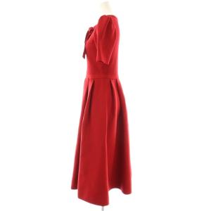 CELFORD 24AW ボウタイニットワンピース ロング 五分袖 36 レッド /DO OS