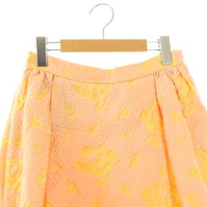miumiu 花柄 ミニスカート フレアスカート 42 サーモンピンク イエロー /DF OS