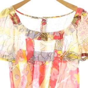 miumiu 総柄 ブラウス フリル バックボタン 40 マルチカラー /DF OS
