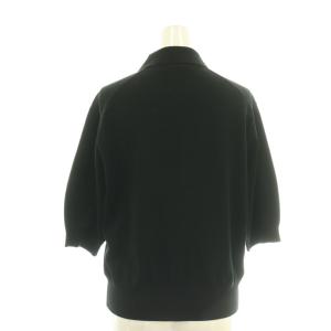 23区 vingt-trois 25AW レーヨンストレッチ ポロニット カーディガン 五分袖 38 ブラック