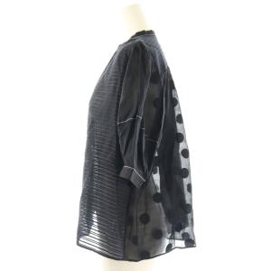 TOMORROWLAND collection 24SS テクスチャーコンビ ランタンスリーブブラウス 半袖 36 ブラック /HK OS