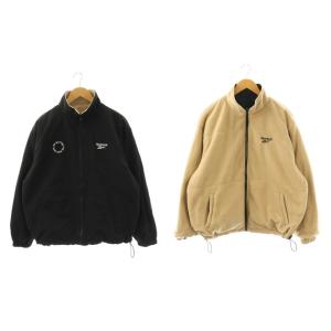 ナイロン フリース ジャケット ジップアップ リバーシブル M ベージュ ブラック /HK OS