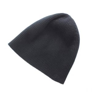 W/ca Knit Beanie ニット帽 帽子 ウール 黒 ブラック 無地 トップギャザー /RI OS