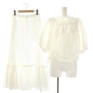 Color Linen Volume Sleeve カラーリネン ボリュームスリーブブラウス 五分袖 ティアードロングスカート