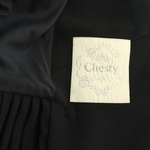 Chesty パール プリーツ ジャケット ノーカラー 1 ネイビー /HK OS