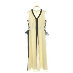 24SS サイドプリーツバイカラーワンピース ノースリーブ ロング 2 白 /DU